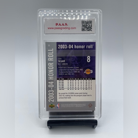 2003 U.D. Honor Roll Kobe Bryant P.A.A.S Grading 10 Lakers #35 Card - Picture 4 of 4